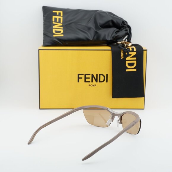 Fendi FE40176U 46G Sunglasses Beige Rimless Cat Eye Frame, Brown Lenses main image 5